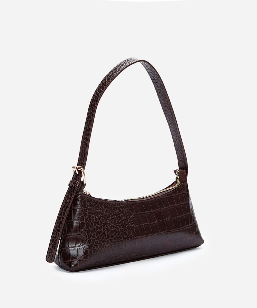 bolsa baguete com fivela marrom