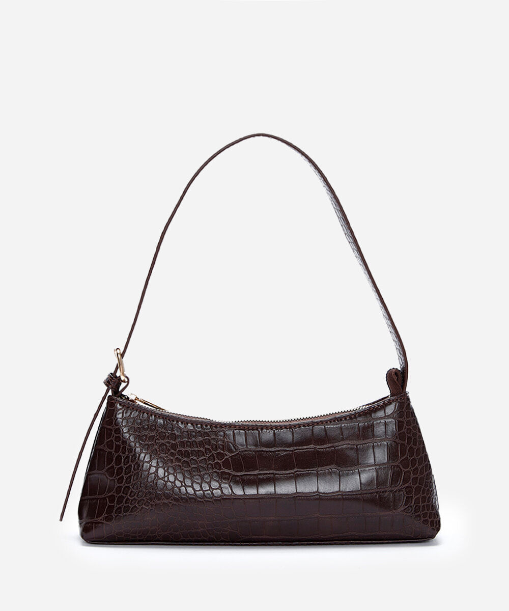 bolsa baguete com fivela marrom