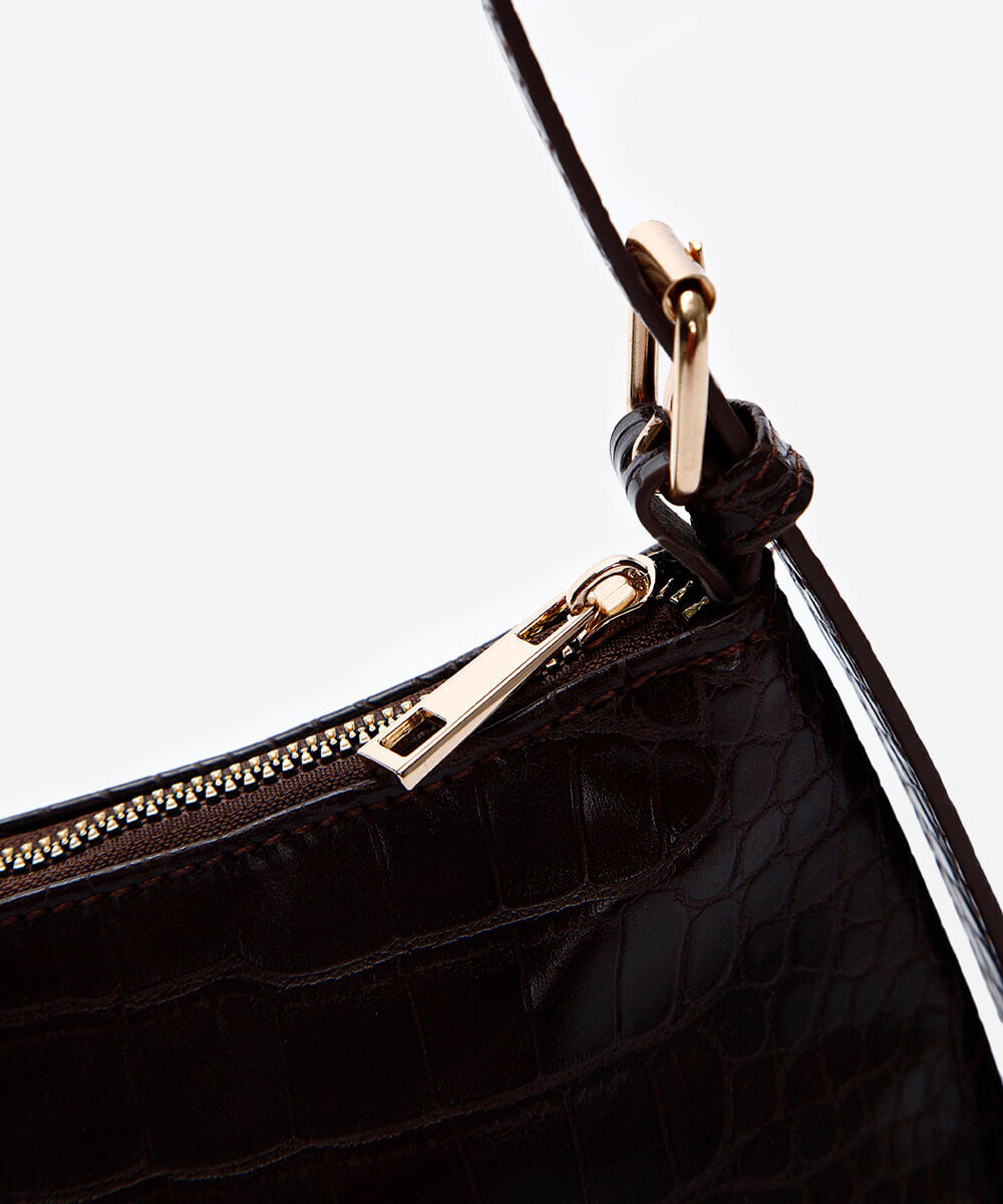 bolsa baguete com fivela marrom