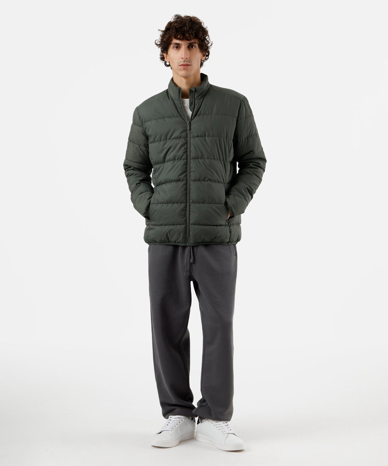 jaqueta puffer masculina verde
