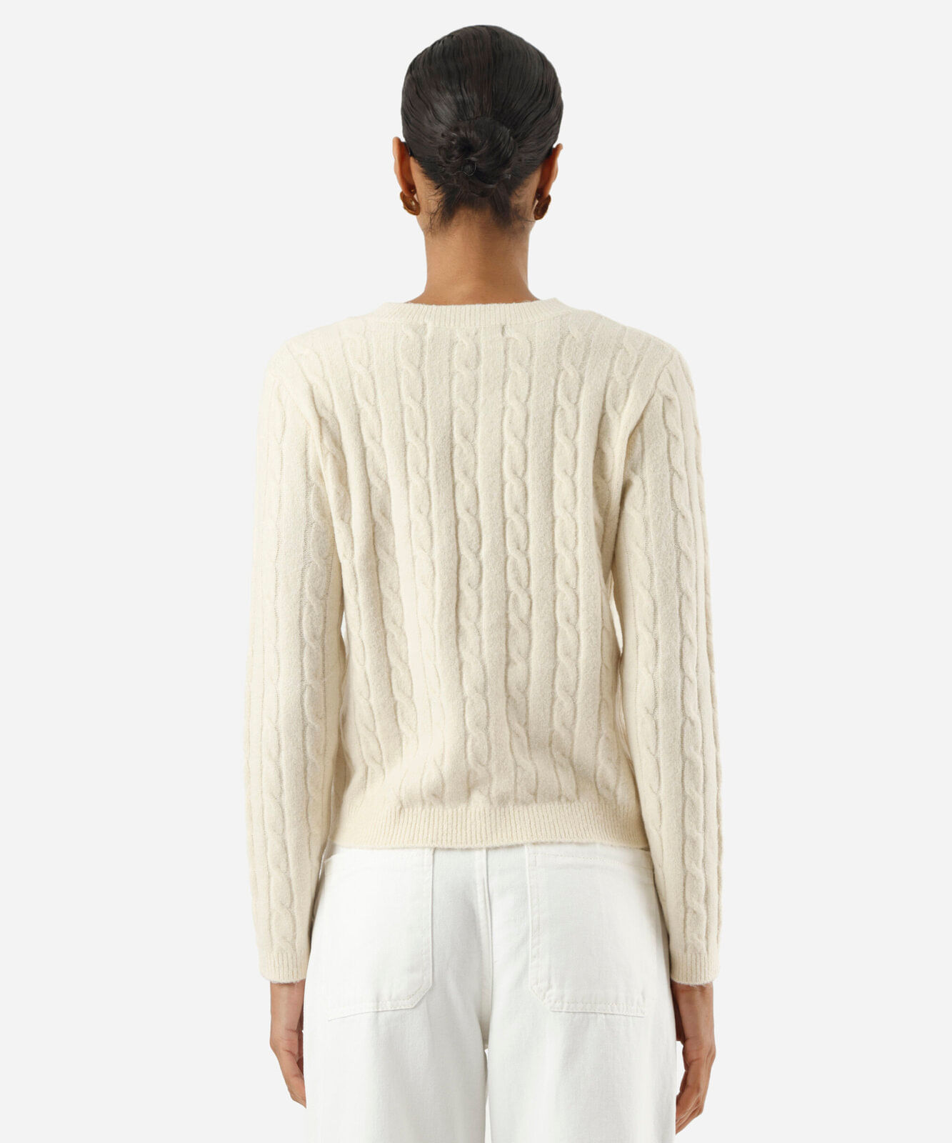 cardigan feminino de tricot texturizado bege