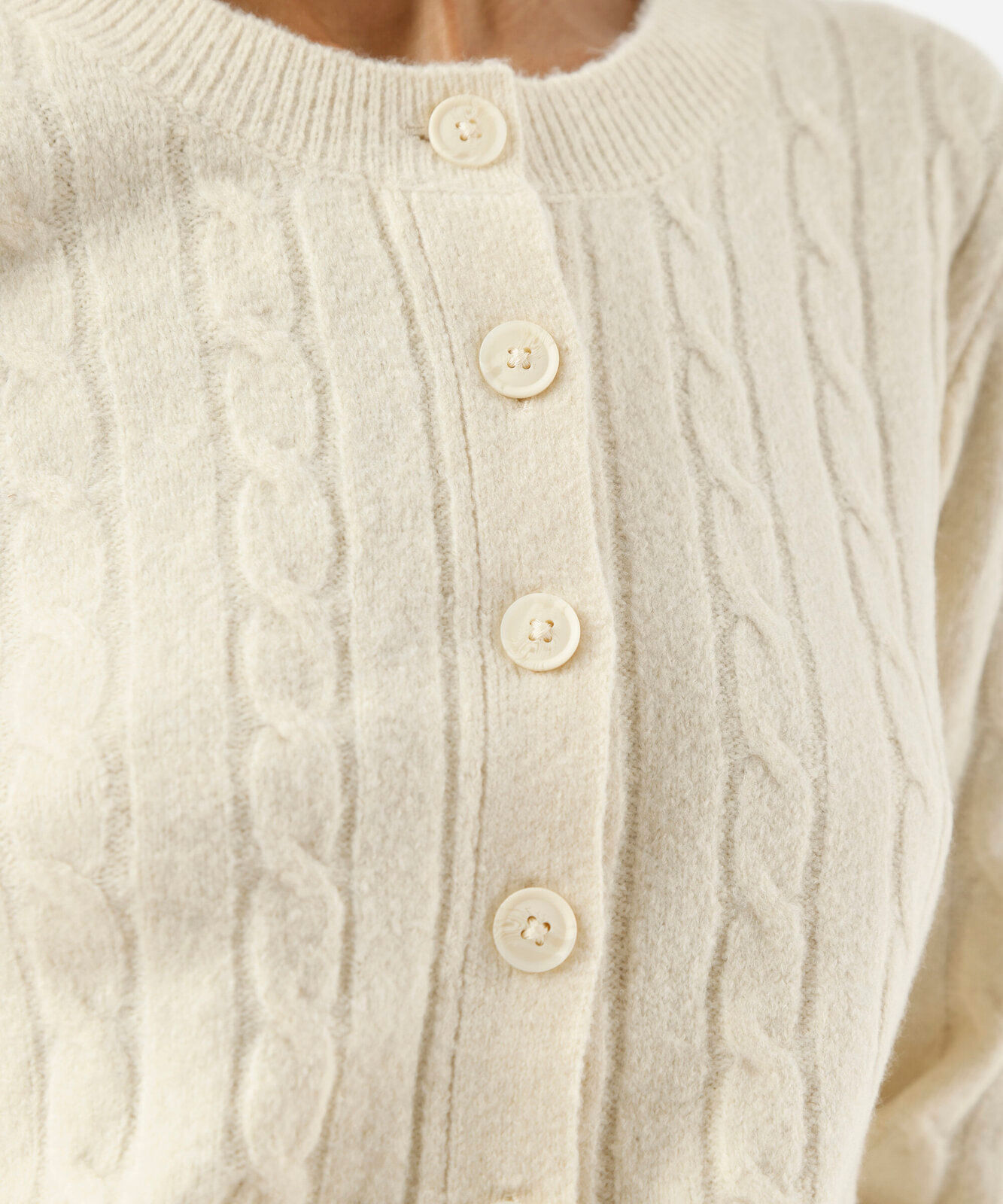 cardigan feminino de tricot texturizado bege