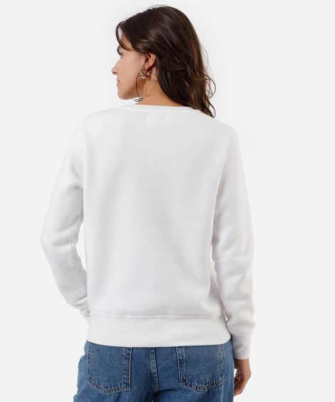 blusão feminino de moletom estampado off white