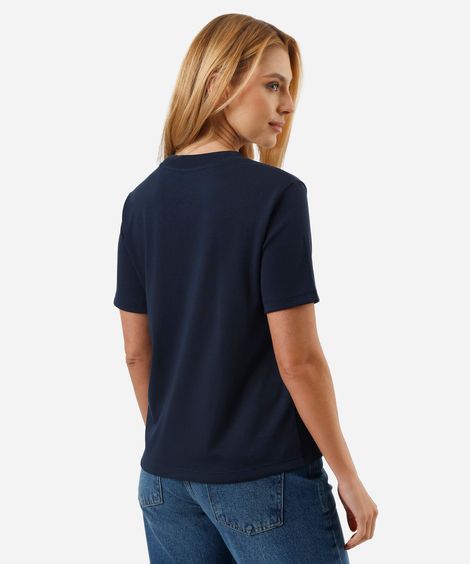 camiseta básica feminina de algodão peruano azul