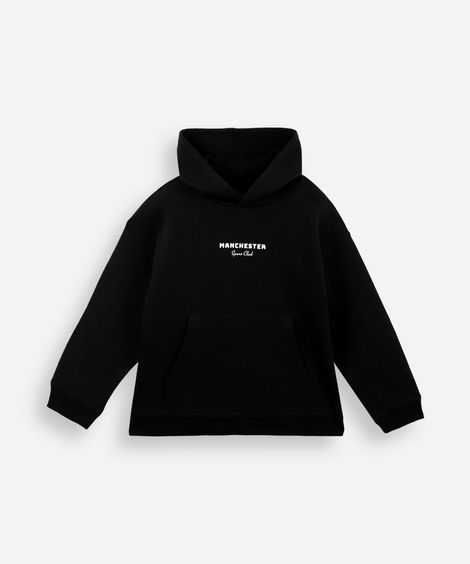 blusão de moletom infantil com capuz manchester preto