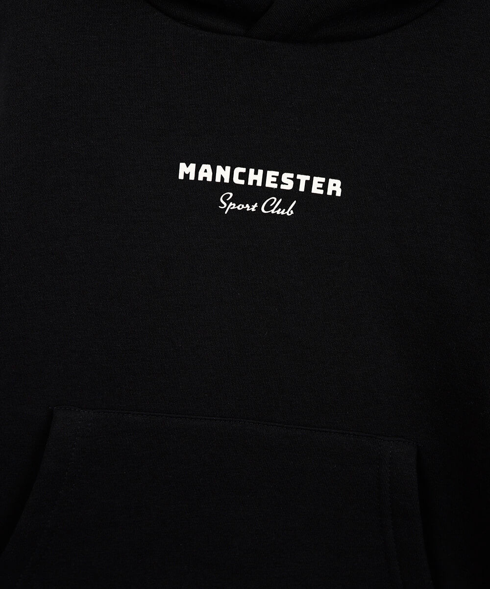 blusão de moletom infantil com capuz manchester preto