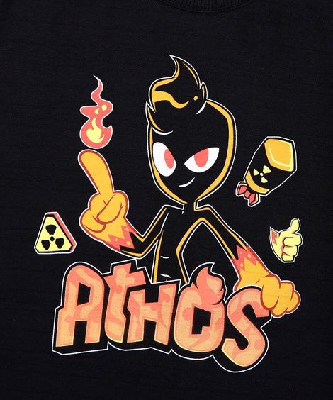 camiseta infantil com algodão manga longa athos minecraft preta