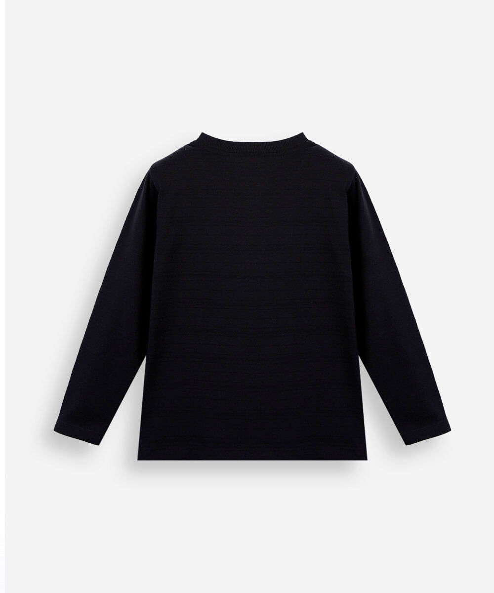 camiseta infantil com algodão manga longa athos minecraft preta