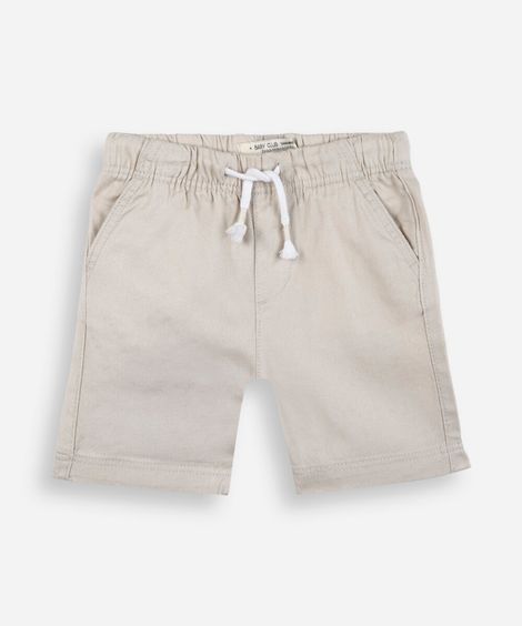 bermuda infantil de algodão com cós elástico bege