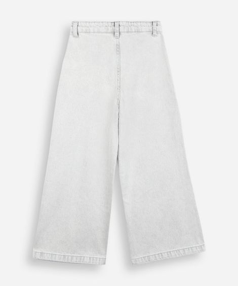 calça wide leg infantil jeans cinza