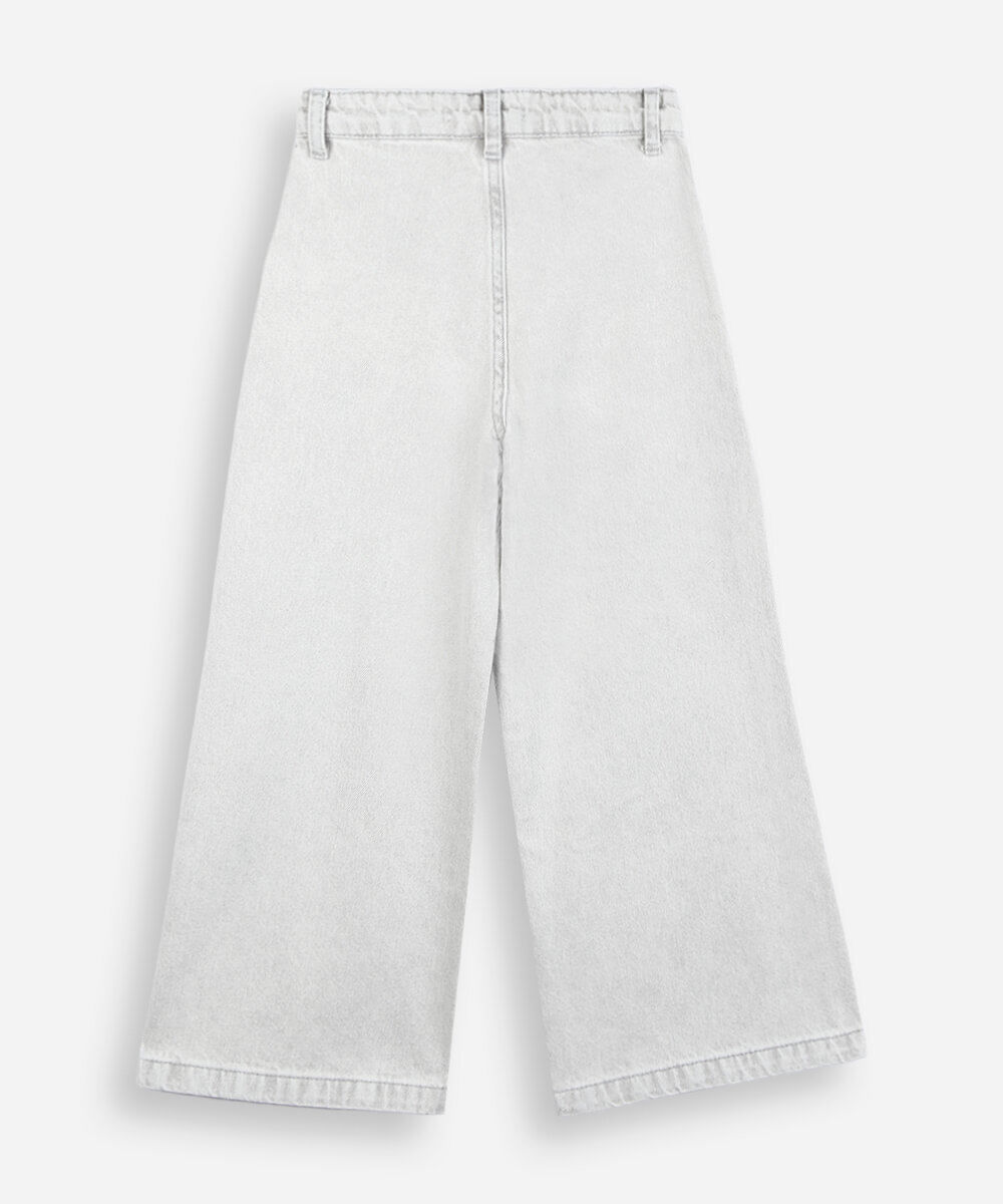 calça wide leg infantil jeans cinza