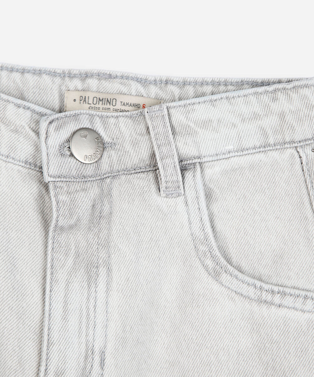 calça wide leg infantil jeans cinza