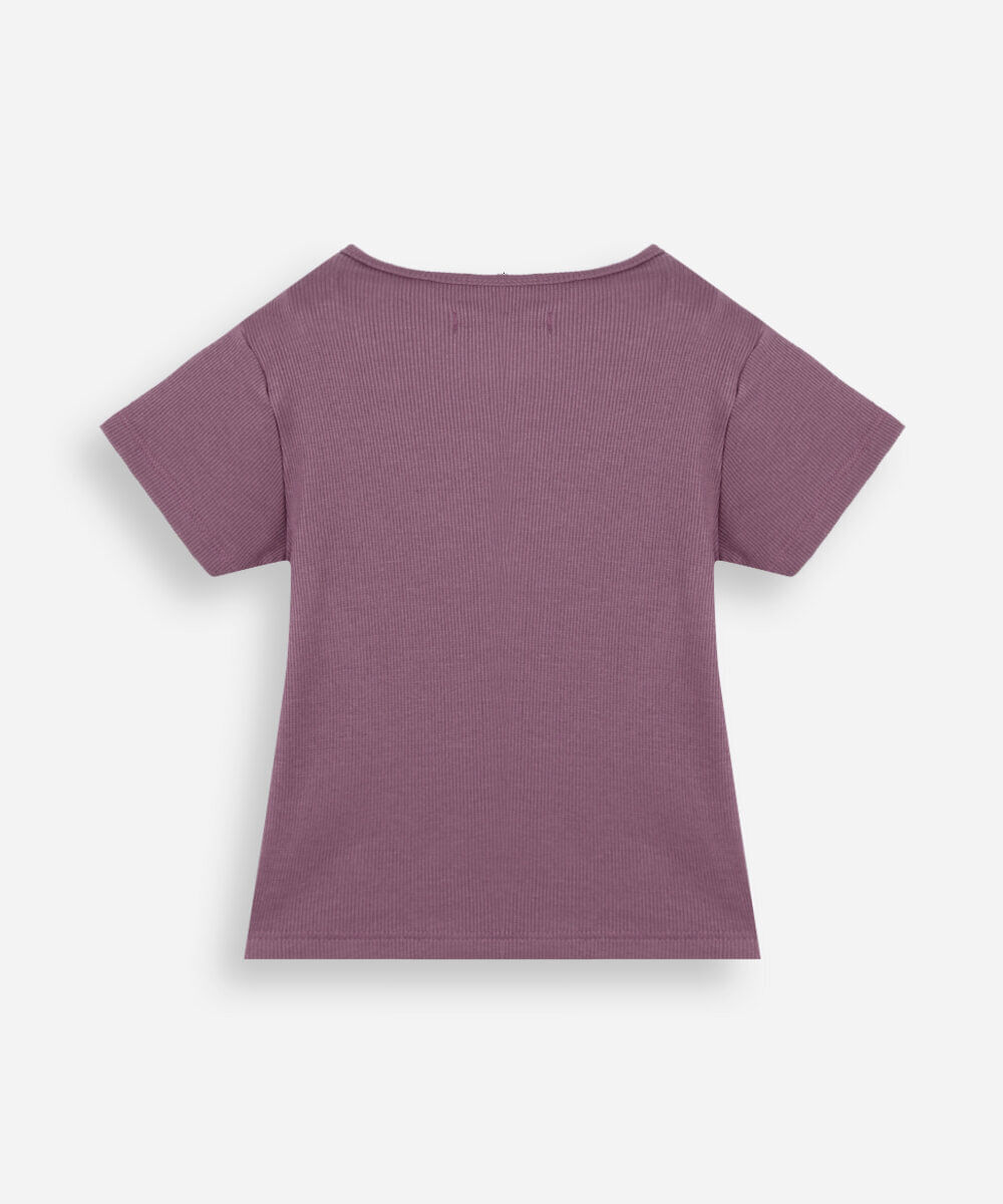 blusa infantil de algodão com laços canelada roxo