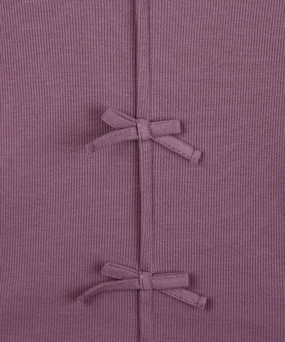 blusa infantil de algodão com laços canelada roxo