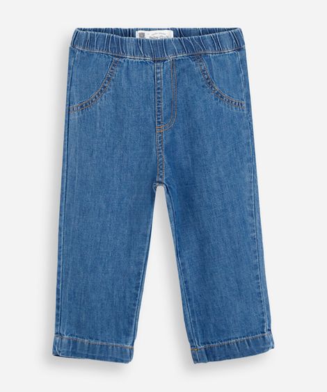 calça reta infantil jeans azul