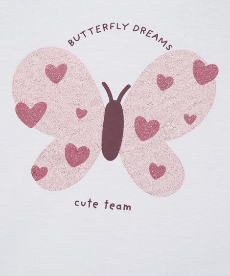 blusa infantil de algodão manga longa borboleta off white
