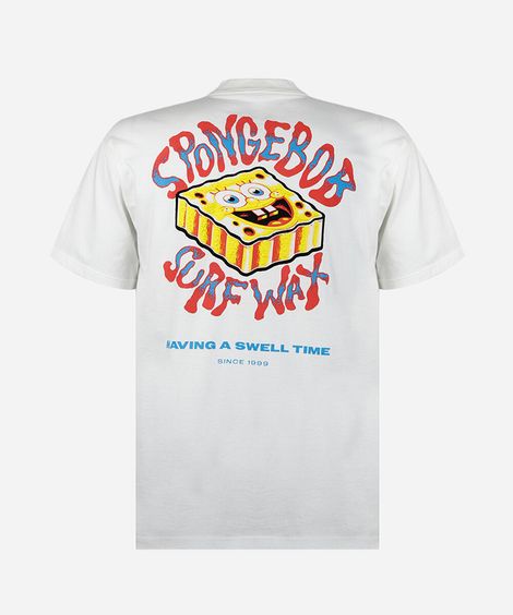 camiseta juvenil estampa frente costas bob esponja off white