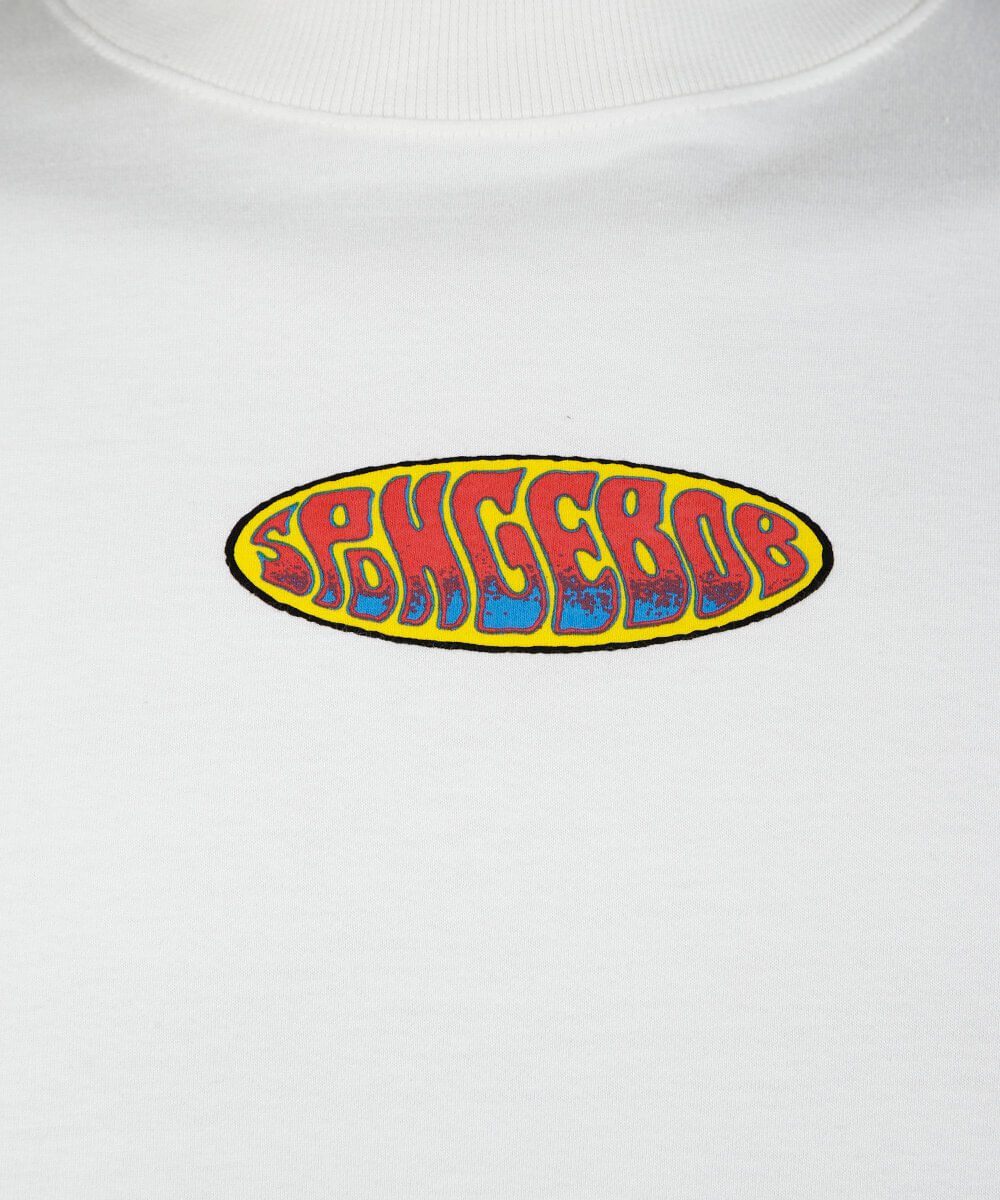 camiseta juvenil estampa frente costas bob esponja off white