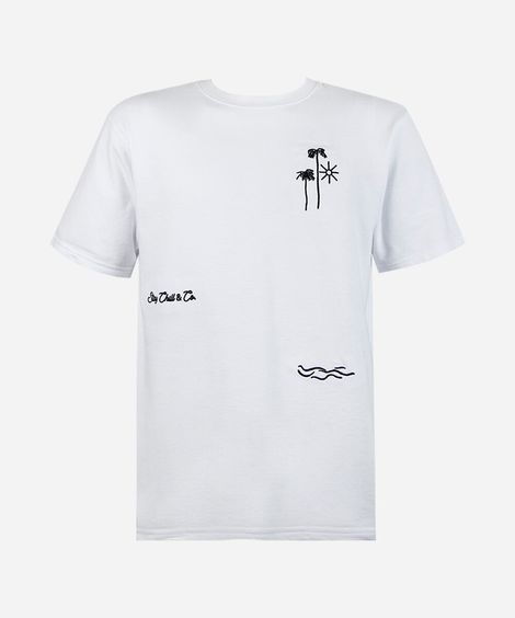 camiseta juvenil oversized bordado coqueiro off white