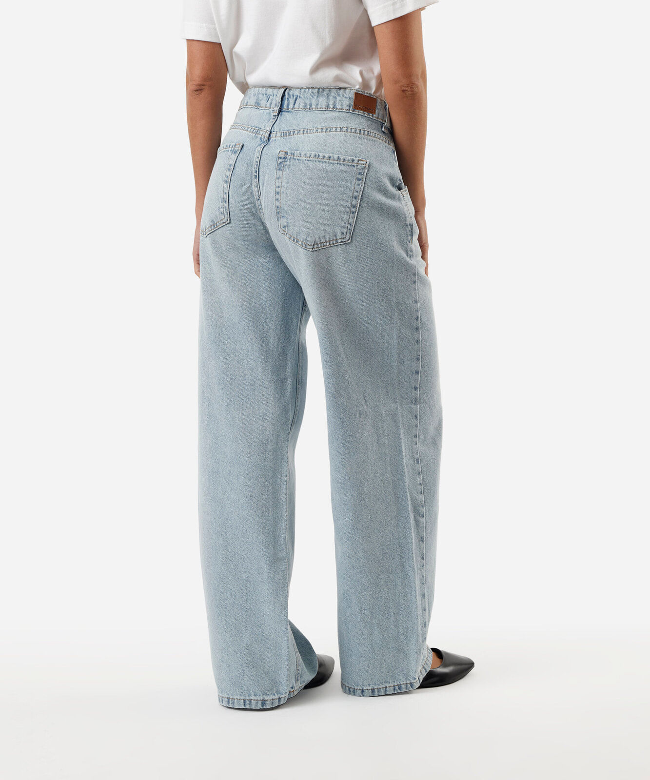 calça jeans oversized cintura média azul