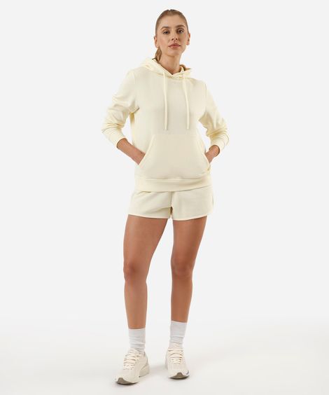 short de moletom cintura média esportivo amarelo