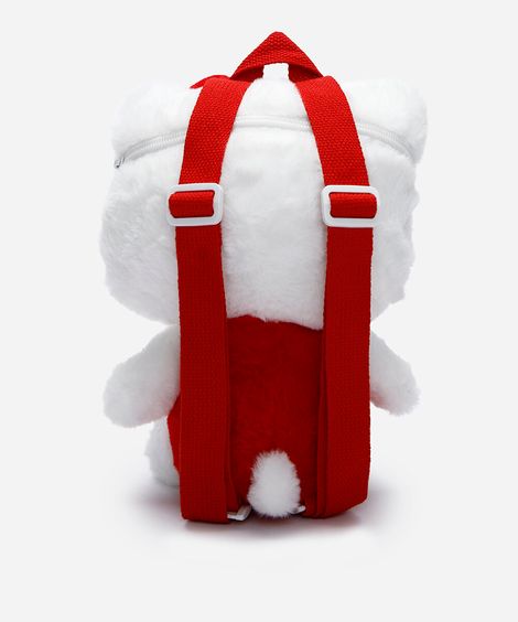 mochila infantil pelúcia hello kitty branca