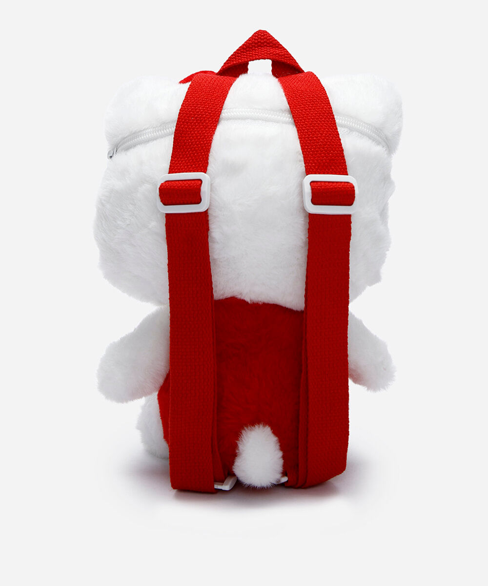 mochila infantil pelúcia hello kitty branca