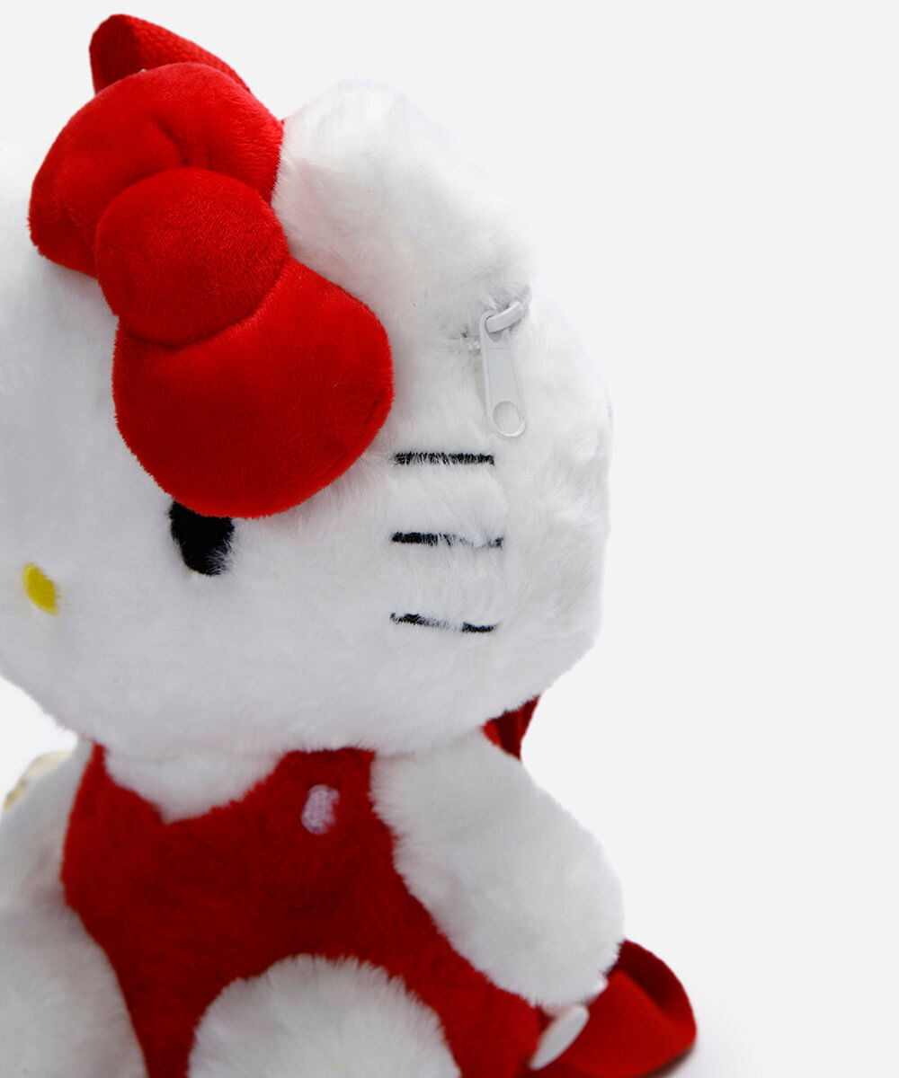 mochila infantil pelúcia hello kitty branca