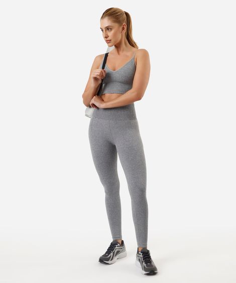 calça legging esportiva sem costura cinza