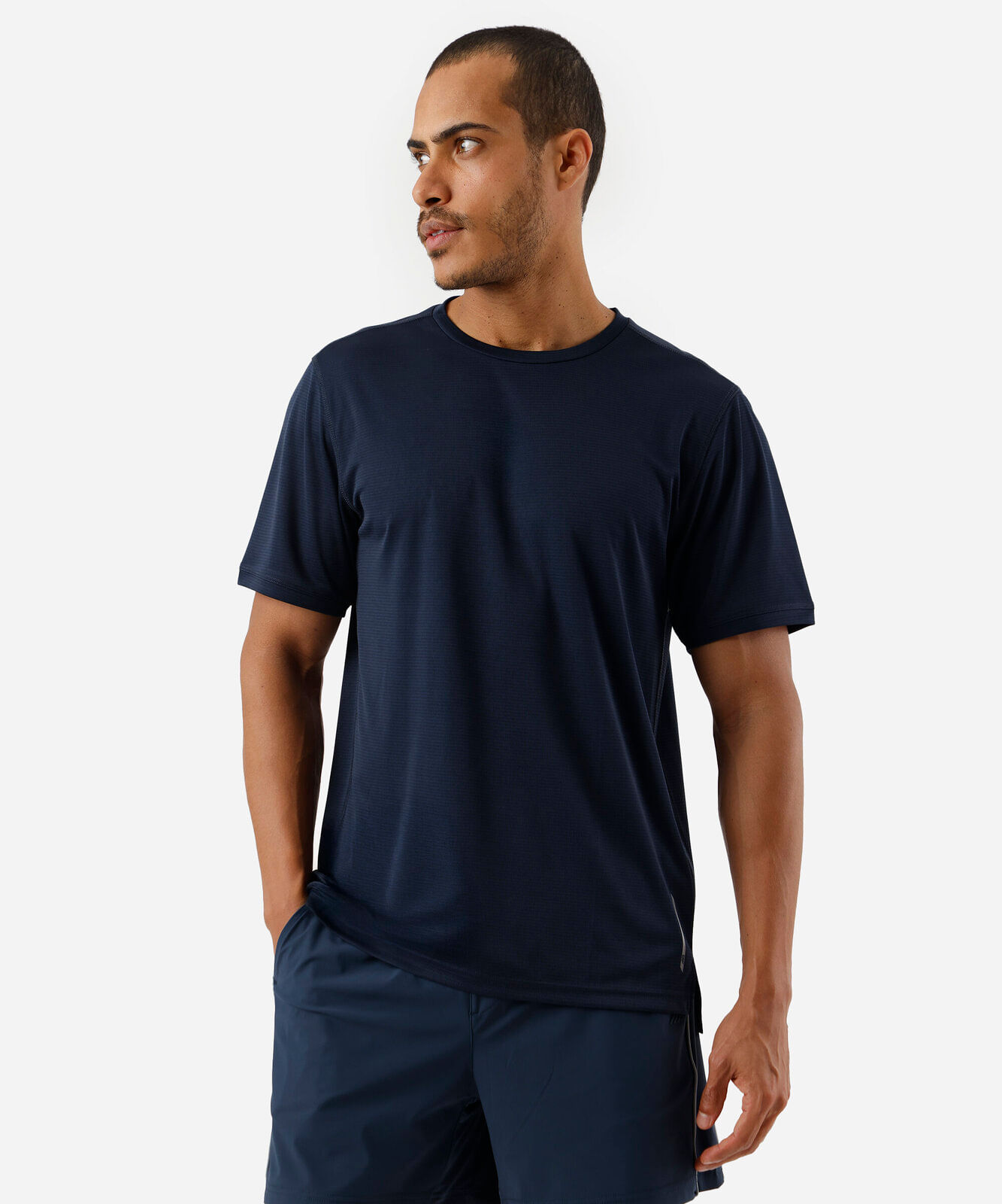 camiseta quadriculada esportiva azul