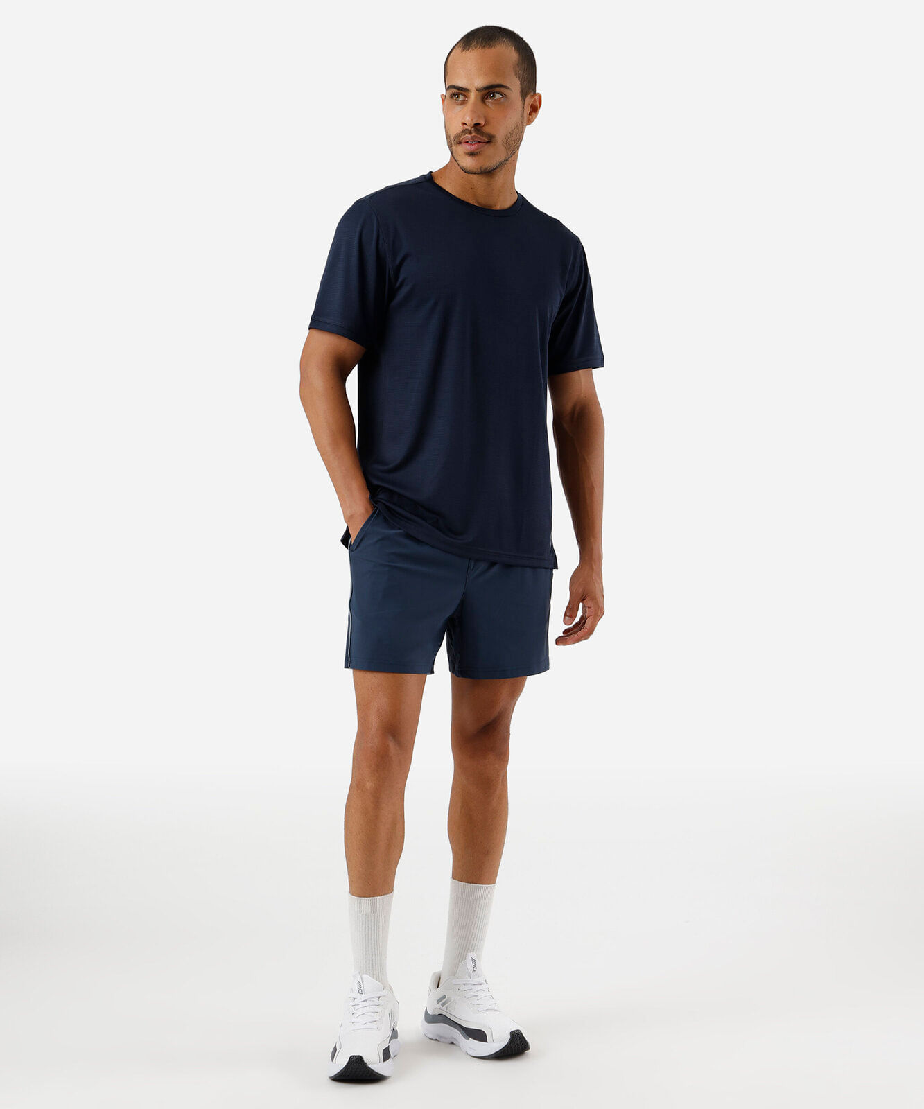 camiseta quadriculada esportiva azul