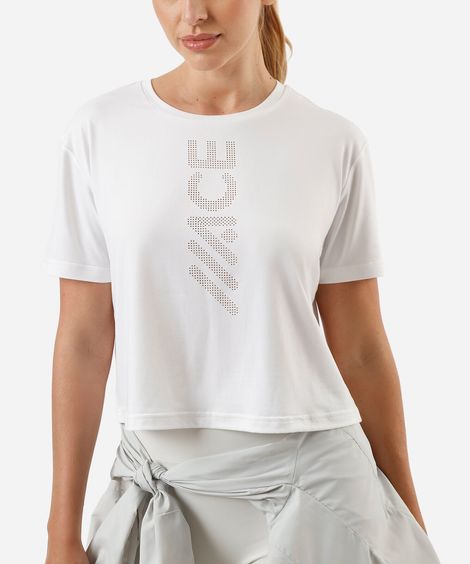 blusa cropped feminina esportiva ace branca