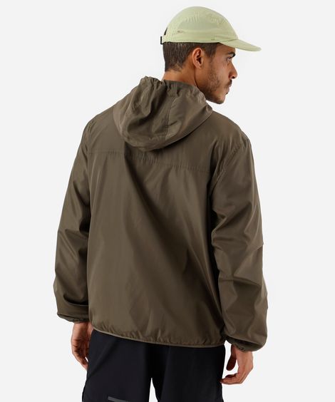 jaqueta masculina corta vento com capuz esportiva verde