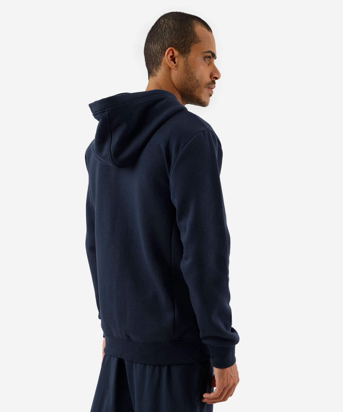 jaqueta masculina de moletom esportiva com capuz e bolso azul