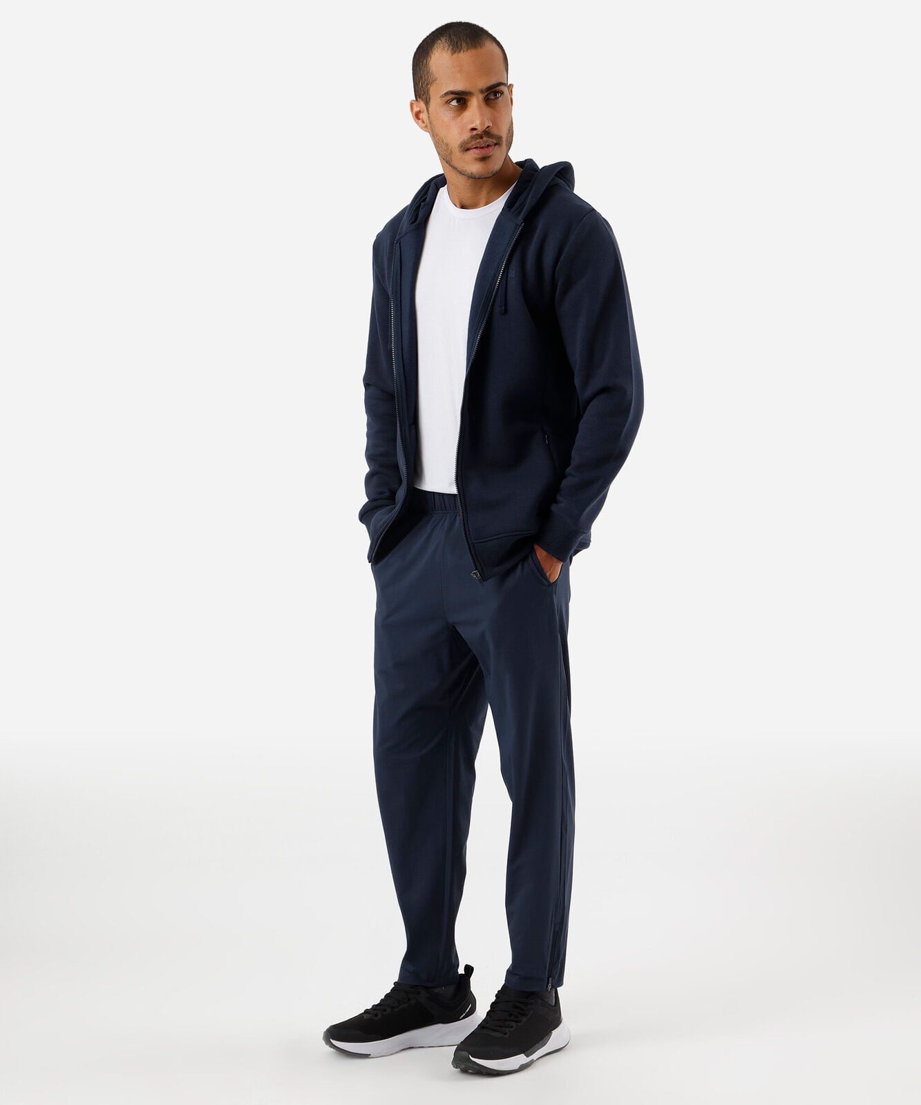 jaqueta masculina de moletom esportiva com capuz e bolso azul