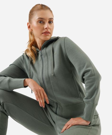 jaqueta feminina de moletom esportiva ace com capuz verde