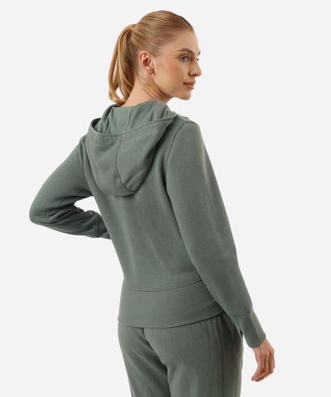 jaqueta feminina de moletom esportiva ace com capuz verde