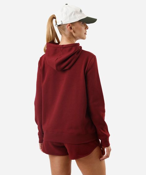 blusa feminina de moletom com capuz e bolso vinho