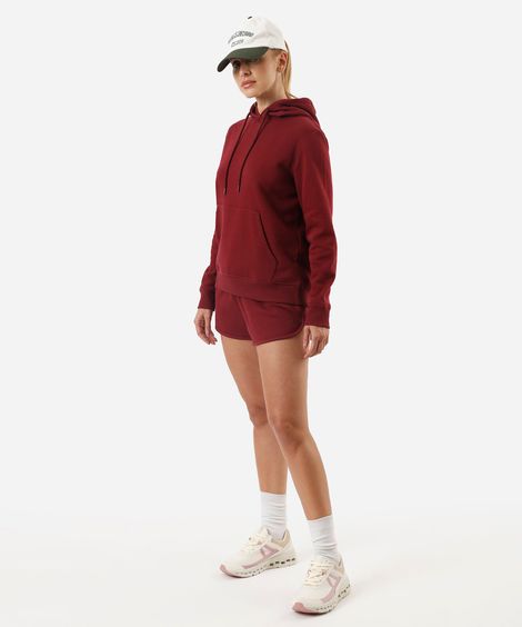 short de moletom cintura média esportivo vinho