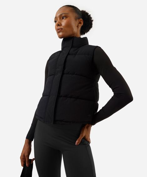 colete puffer feminino esportivo ace oversized preto