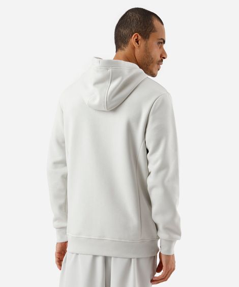 jaqueta masculina de moletom esportiva com capuz e bolso cinza
