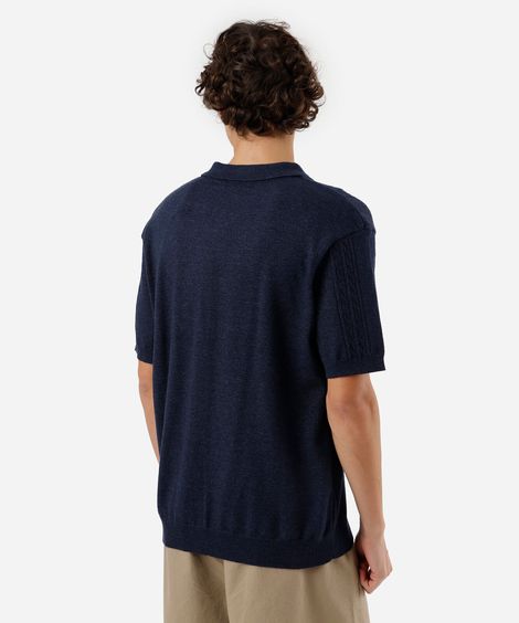 polo box fit masculina texturizada azul