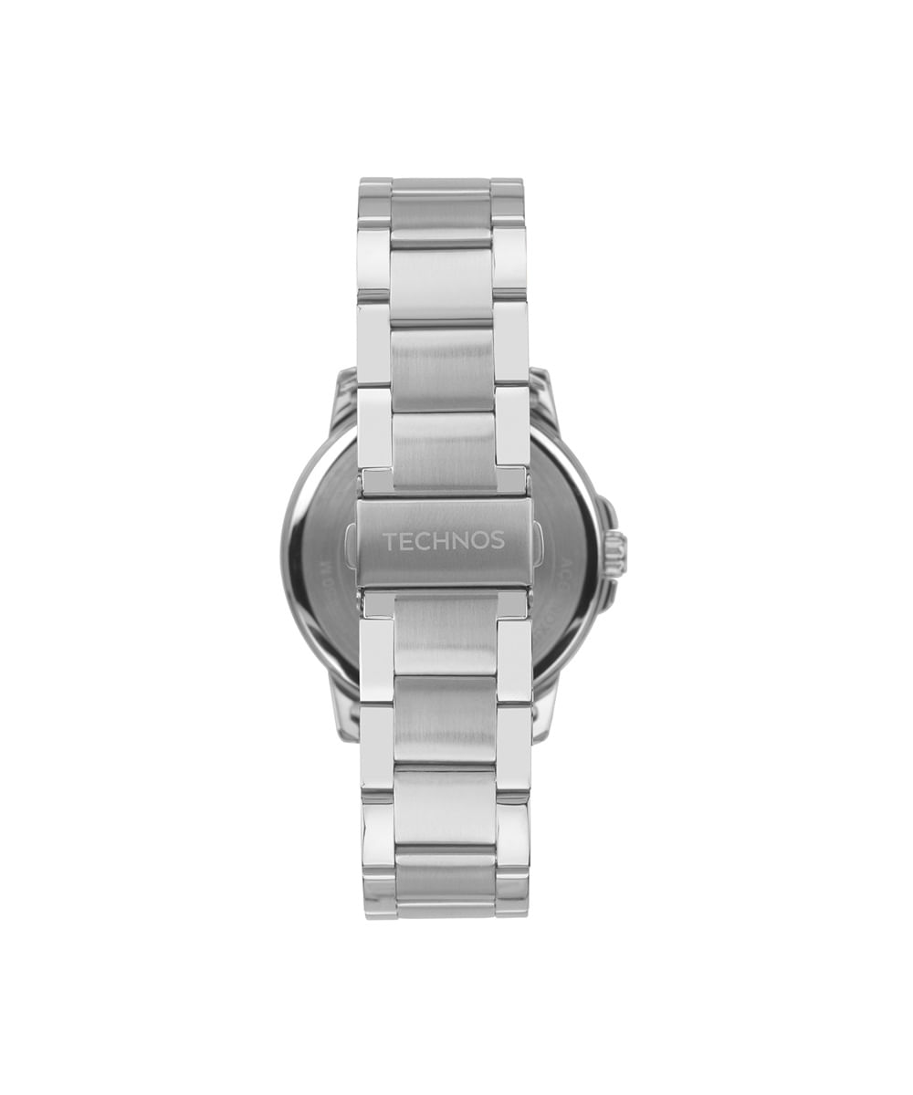 relógio masculino technos analógico calendário 2315lba 1p prateado