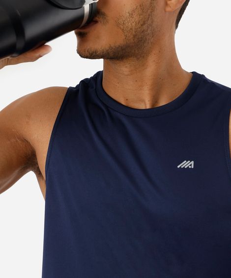 regata slim fit masculina esportiva azul