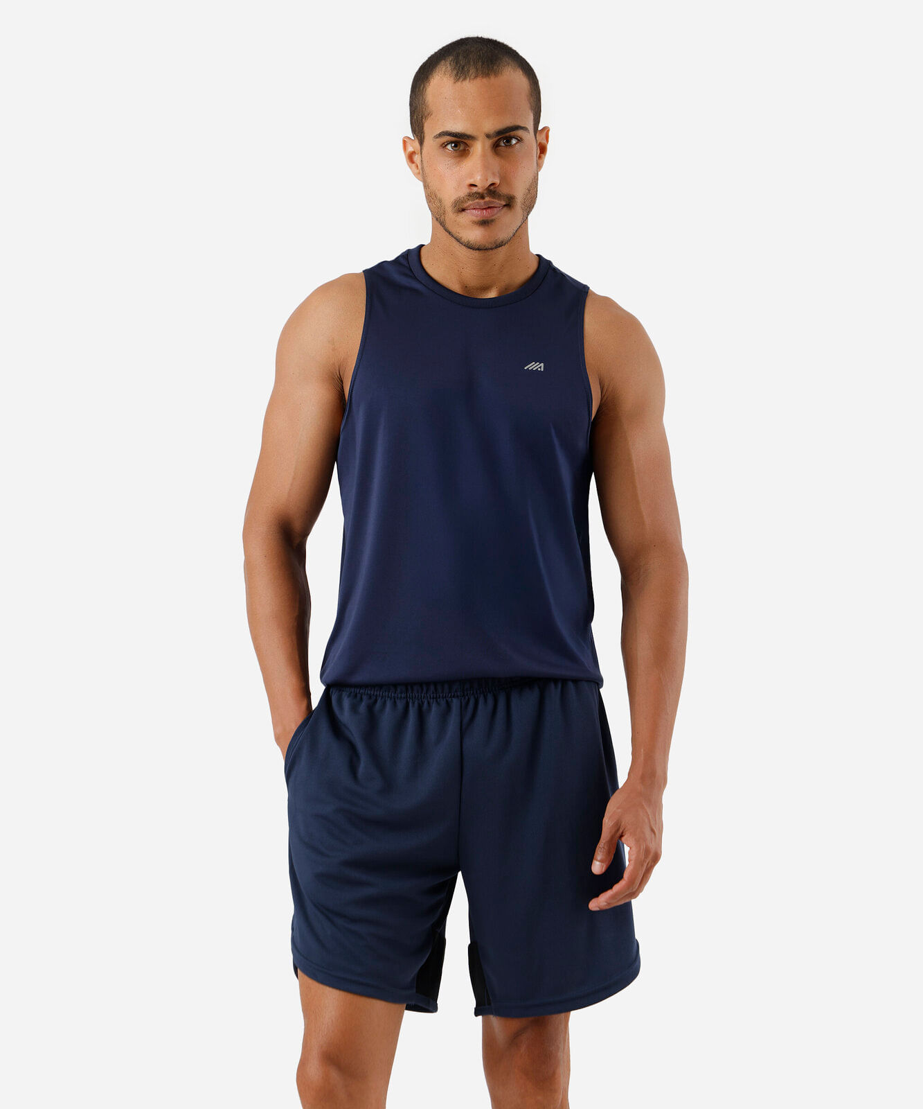 regata slim fit masculina esportiva azul