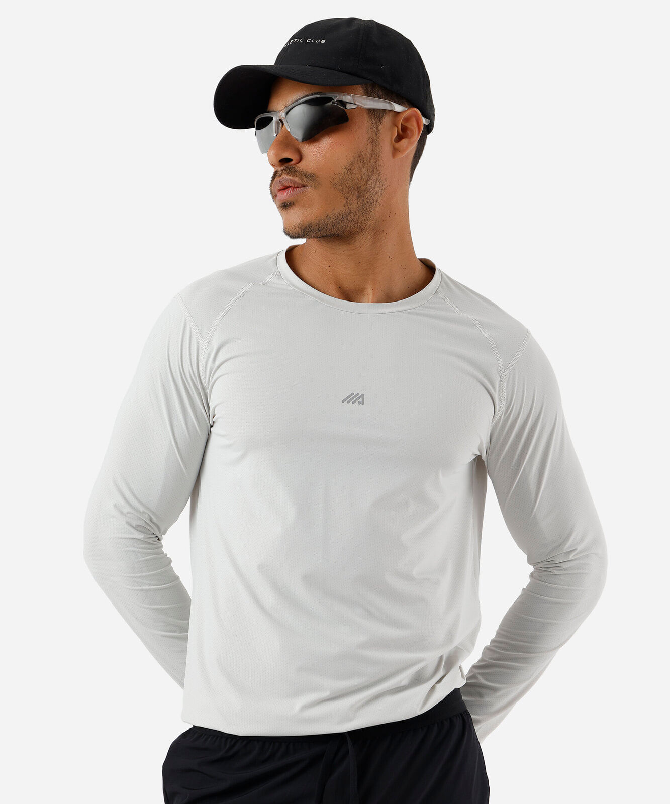 camiseta masculina manga longa cinza
