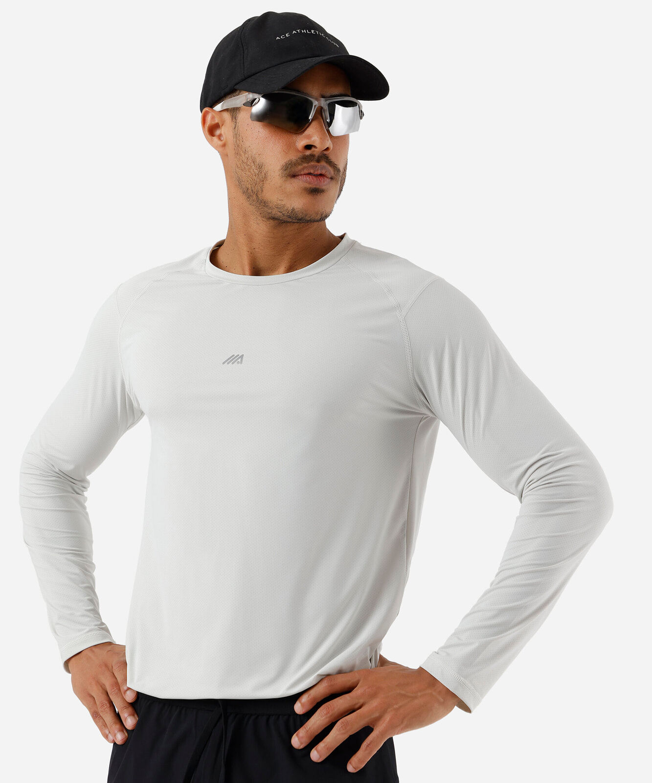 camiseta masculina manga longa cinza