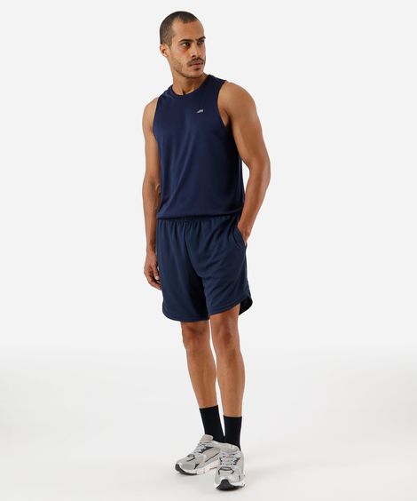 short masculino esportivo texturizado com recorte azul