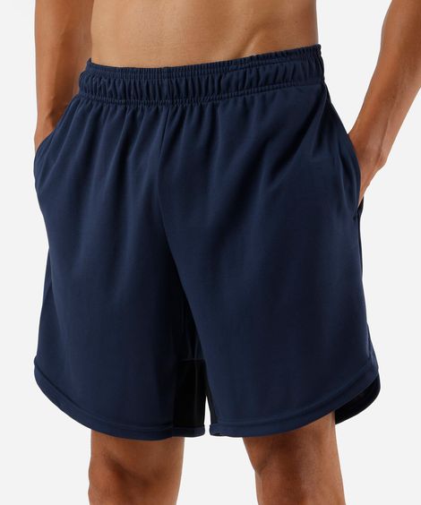 short masculino esportivo texturizado com recorte azul