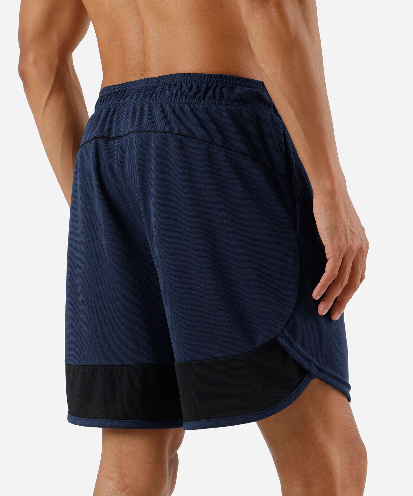 short masculino esportivo texturizado com recorte azul